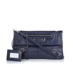 Balenciaga goat leather clutch with strip